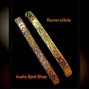 Vintage✨ Tri-Color Sterling Silver 925 Italy GP 14K WEAVE Design Bracelet✨🩶💛🩷